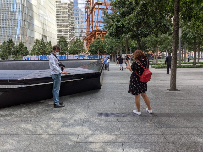 Visitors at the 9/11 Memorial on Saturday