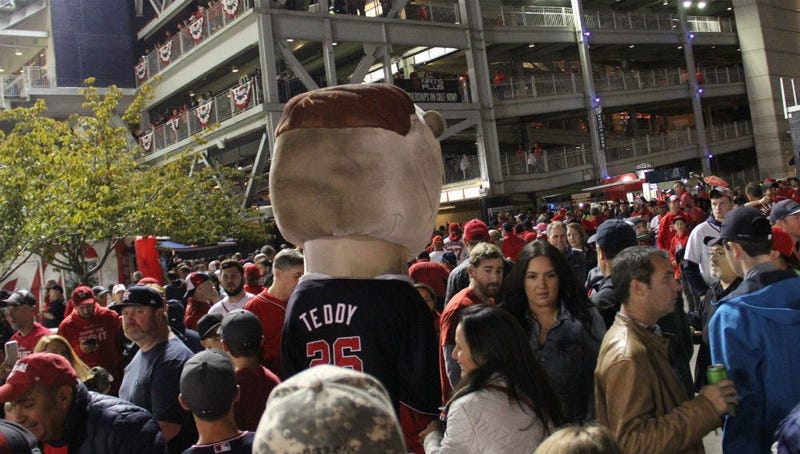 One of the Racing President's walking the concourse at Nationals Park during Game 4 of the World Series.
