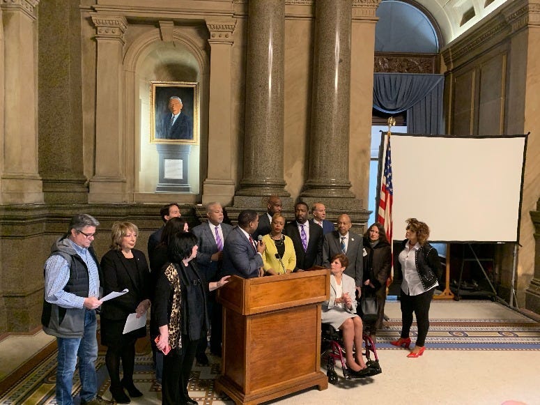 Neighbors joined a dozen state lawmakers and City Councilmembers at a news conference to announce three separate bills aimed at safe injection sites.