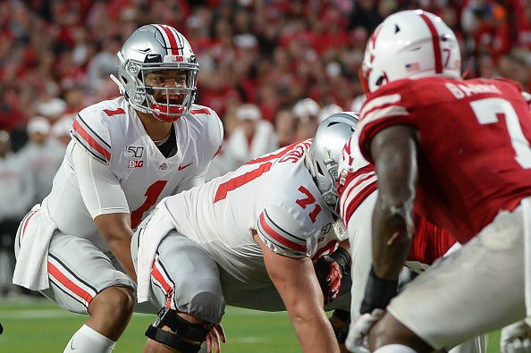 Ohio State QB Justin Fields commands the offense against Nebraska.