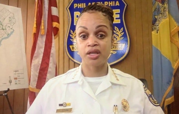 Philadelphia Police Commissioner Danielle Outlaw speaks via Zoom.