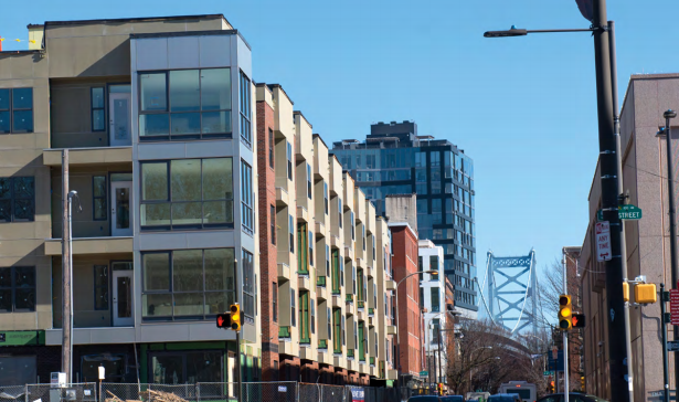 New housing in Old City is filling in the gaps around the Benjamin Franklin Bridge.