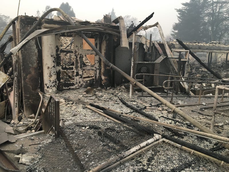 The remnants of an elementary school that burned in the Camp Fire in Butte County in 2018.