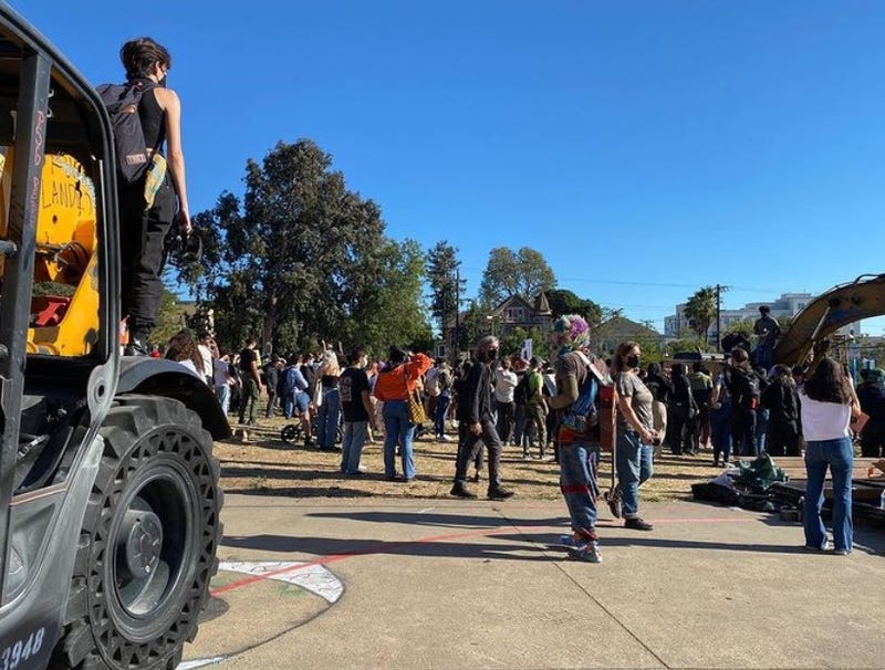 The attempted construction was disrupted by protestors on Wednesday.