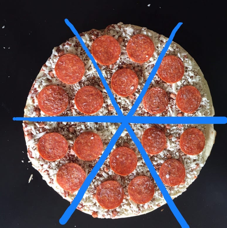 pizza with lines