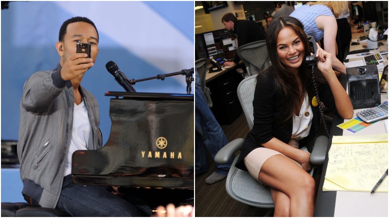 john legend and chrissy teigen on phones