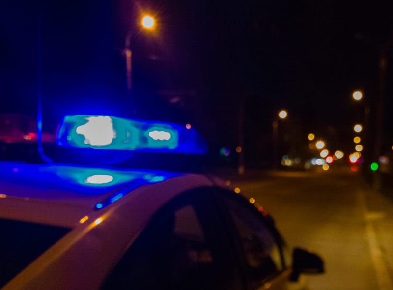 Lights of police car in night time