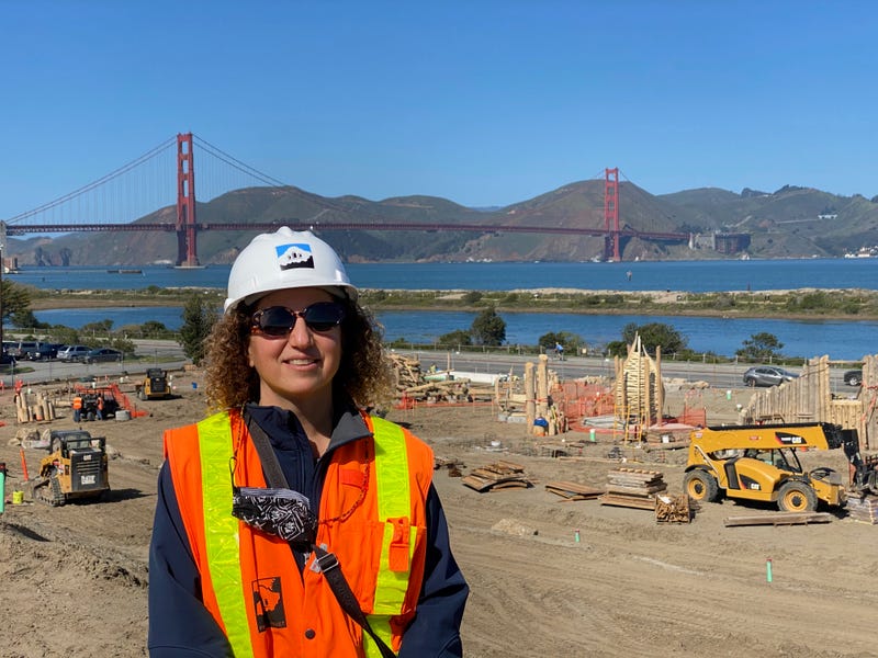 Rania Rayes, Rania Rayes, Senior Project Manager in Park Design and Construction at the Presidio Trust, poses at the construction site for the Presidio Tunnel Tops.