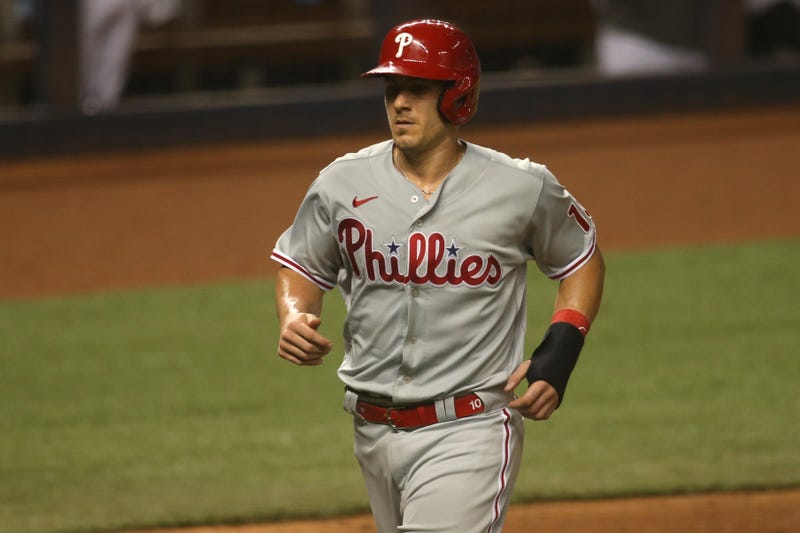 J.T. Realmuto scores after a home run for the Phillies