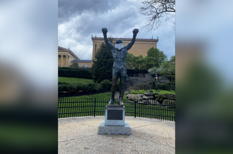 Rocky Statue In Philadelphia Has Mask Put On