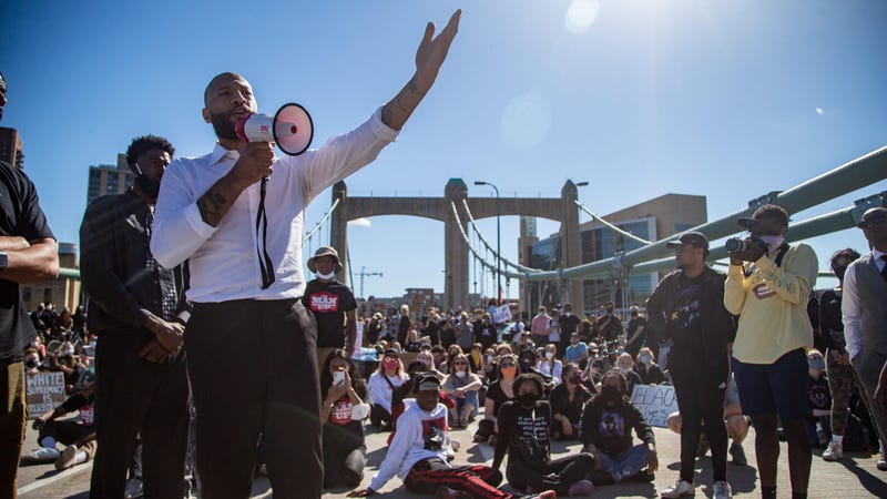 Royce White leads a march with 10K Foundation