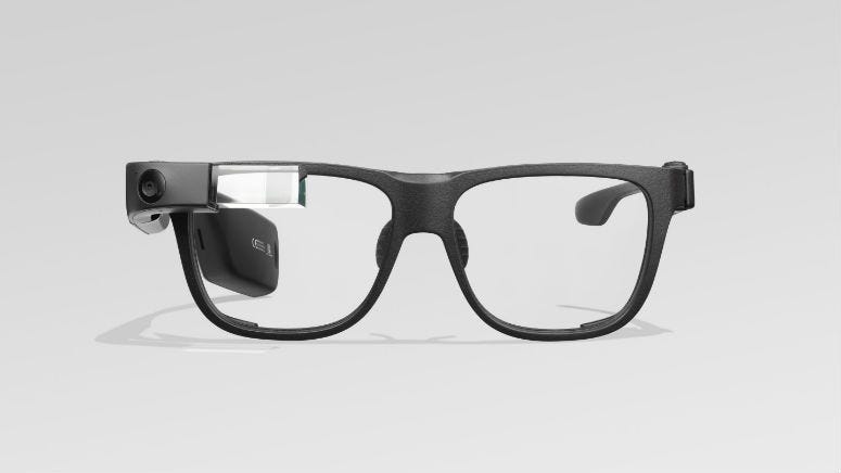 Product photography of the Google Glass wearable.
