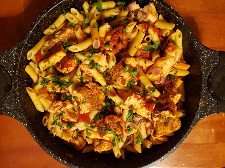 Grilled Salmon Penne Pasta