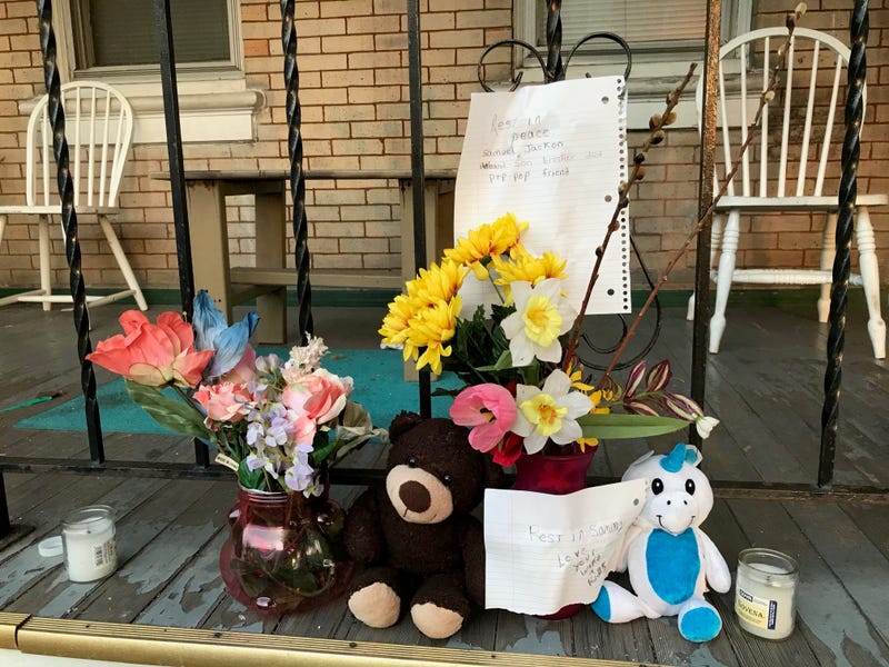 A makeshift memorial is set up for Samuel Jackson, a Vietnam War veteran who was struck and killed in Norristown on Sunday evening.
