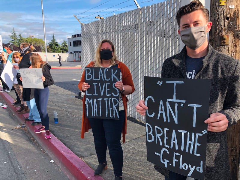 A rally in San Leandro calling attention to police brutality and the death of George Floyd.
