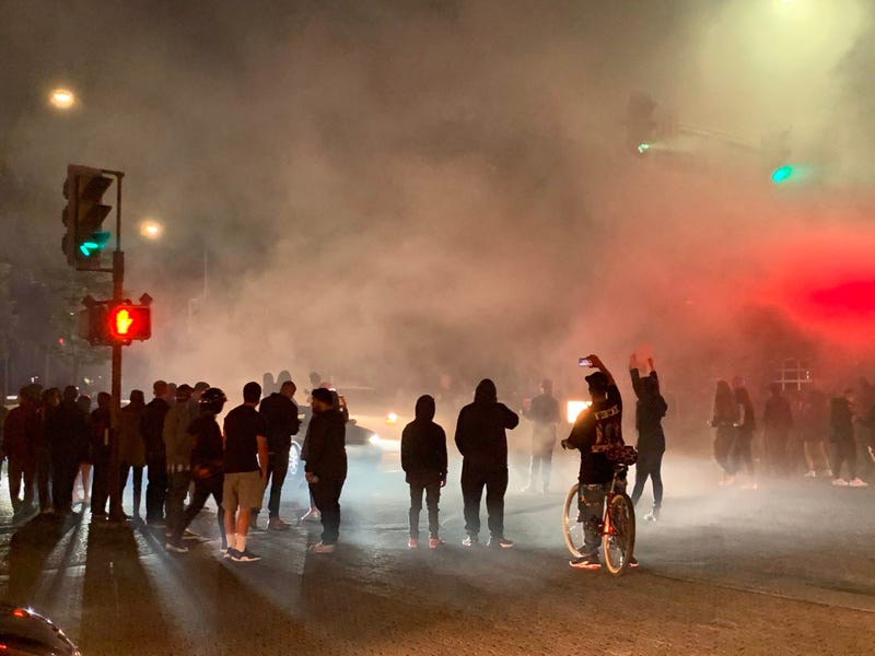 Smoke during a sideshow in Santa Rosa.