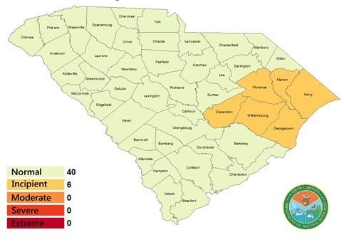 South Carolina Drought Map