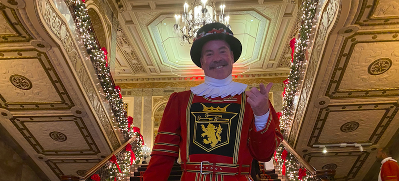 Tom Sweeney has been a beefeater at the Sir Francis Drake hotel for 43 years.