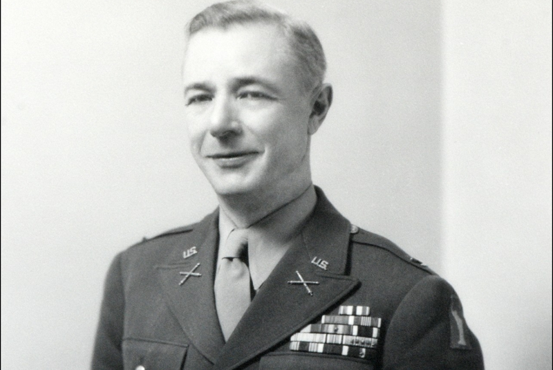 Royal Gervais poses for a photograph in his military uniform