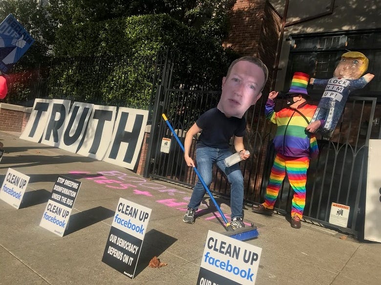 Protesters marched in front of Facebook CEO's home in San Francisco on Saturday.
