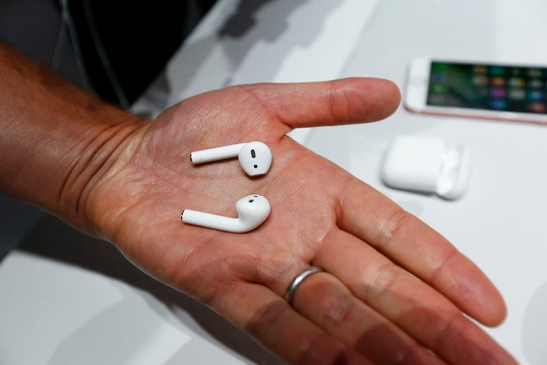 Man, Hands, AirPods, Demonstration