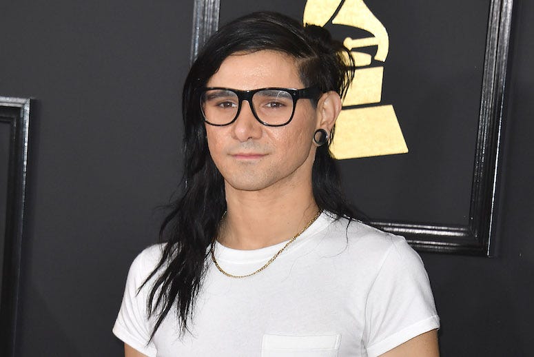 Skrillex, Sonny Moore, 59th Grammys, Red Carpet, White Shirt, 2017