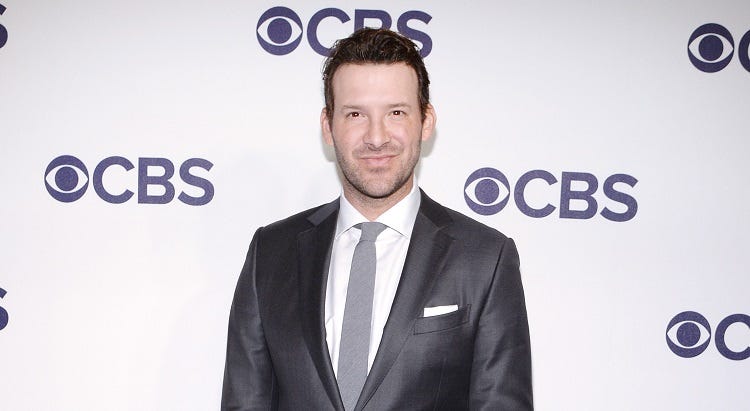 Tony Romo attends the 2017 CBS Upfront at the Plaza Hotel in New York, NY, on May 17, 2017. (Photo by Anthony Behar) *** Please Use Credit from Credit Field ***