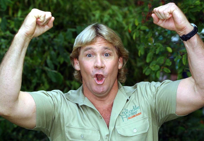 Steve Irwin, The Crocodile Hunter, Excited, Arms Up, 2002