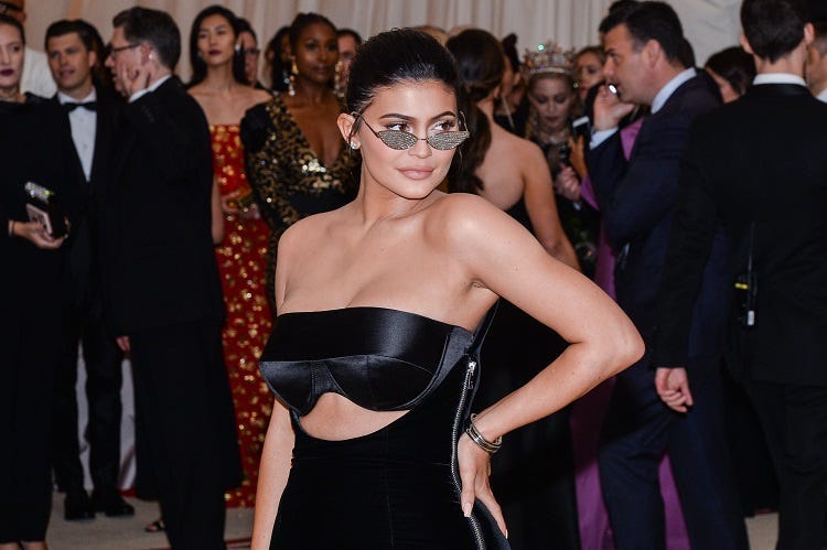 Kylie Jenner walking the red carpet at The Metropolitan Museum of Art Costume Institute Benefit celebrating the opening of Heavenly Bodies : Fashion and the Catholic Imagination held at The Metropolitan Museum of Art in New York, NY, on May 7, 2018.