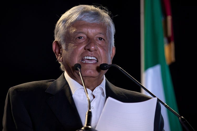 MEXICO CITY, June 28, 2018 (Xinhua) -- Mexico's presidential candidate Andres Manuel Lopez Obrador delivers a speech during the closing rally of his electoral campaign in Mexico City, capital of Mexico, on June 27, 2018. Some 89 million eligible voters wi