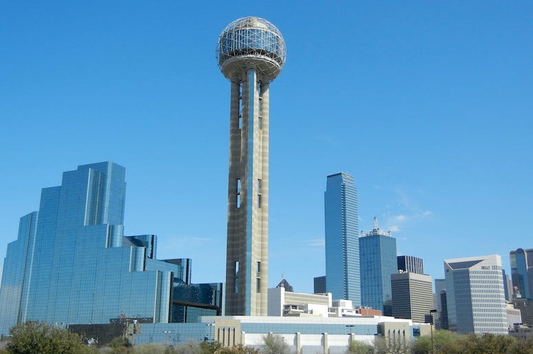 Reunion Tower, Downtown, Dallas, Blue Sky, Skyline