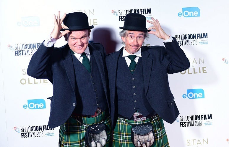 10/21/2018 - John C. Reilly and Steve Coogan attending the Stan and Ollie Premiere as part of the BFI London Film Festival at the Cineworld Cinema in London