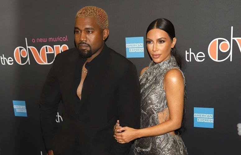12/3/2018 - Kanye West and Kim Kardashian West attend the opening night of "The Cher Show" on Broadway at the Neil Simon Theatre in New York