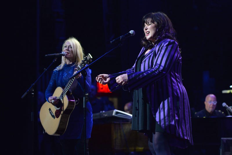 Musicians Nancy Wilson and Ann Wilson perform during the 3rd Annual LOVE ROCKS NYC concert at the Beacon Theatre in New York, NY, March 7, 2019. (Photo by Anthony Behar/Sipa USA)
