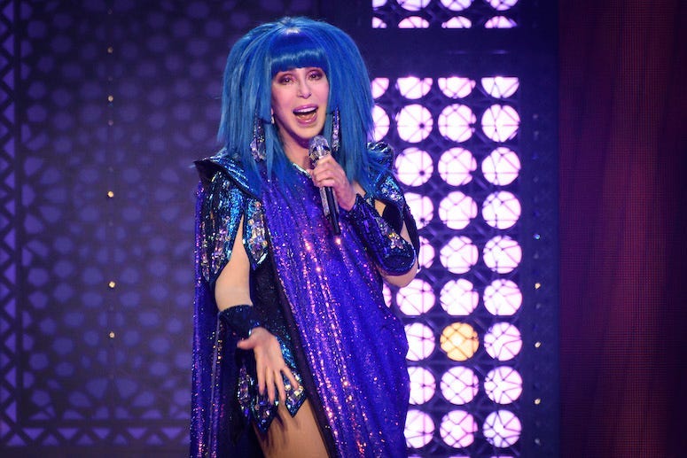 Cher, Singing, Concert, Blue Wig, 2019