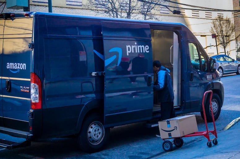 Amazon Truck, Delivery, Package, Dolly, New York, 2020