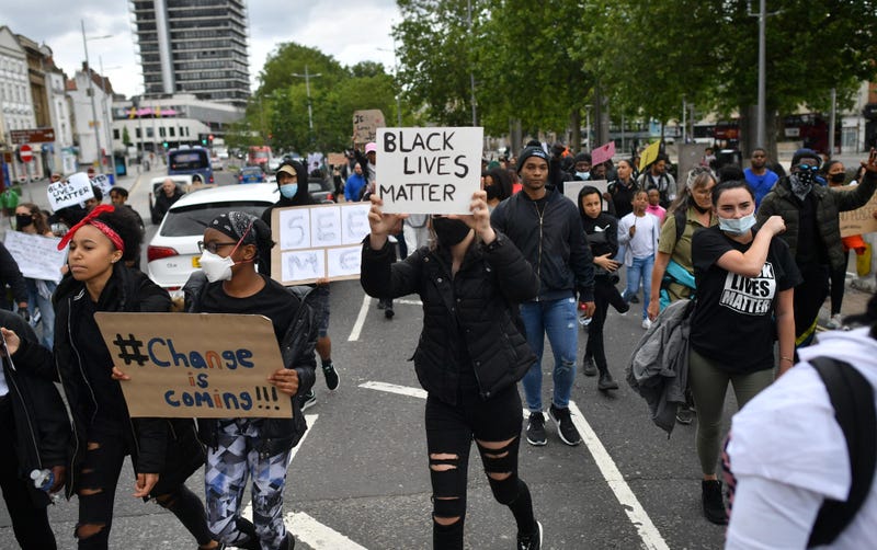 Protesters during a Black Lives Matter protest rally in Bristol, U.K., in memory of George Floyd who was killed on May 25 while in police custody in Minneapolis.
