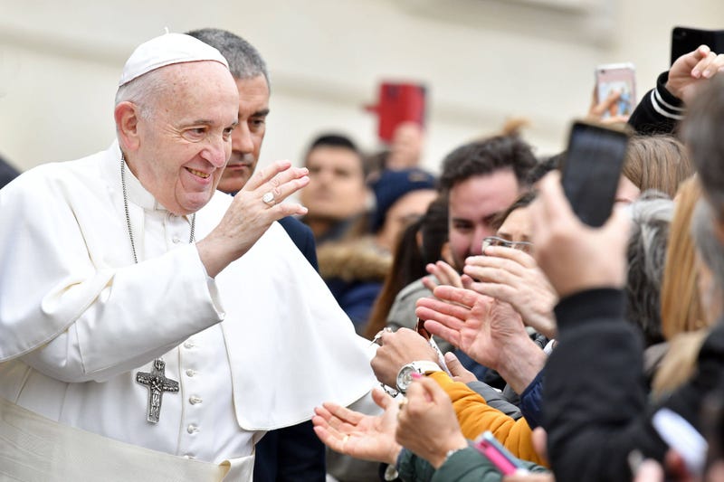 Pope Francis among the faithful in St Peter Square during General Audience in Vatican on 2/26/20