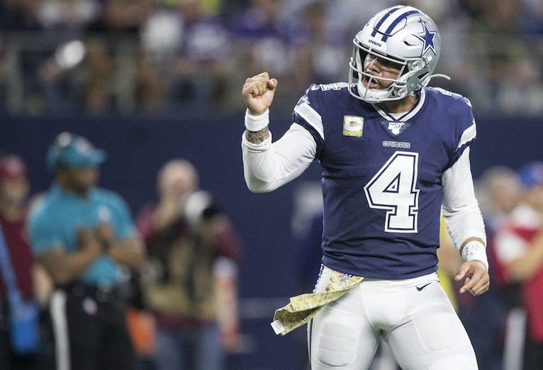 Dak Prescott, Fist Pump, Dallas Cowboys, Game, 2019
