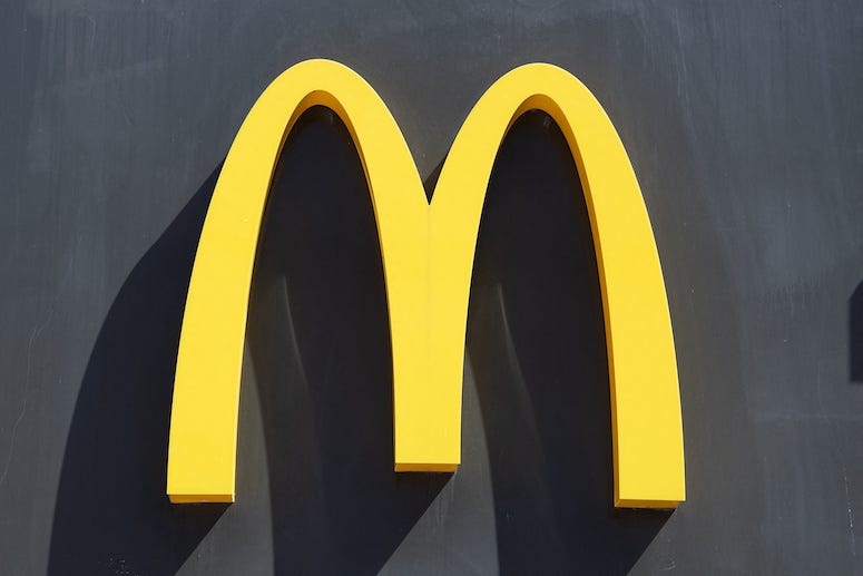 McDonald's logo on sign of building
