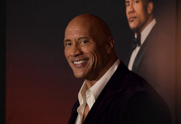 Dwayne Johnson at the "Red Notice" world premiere
