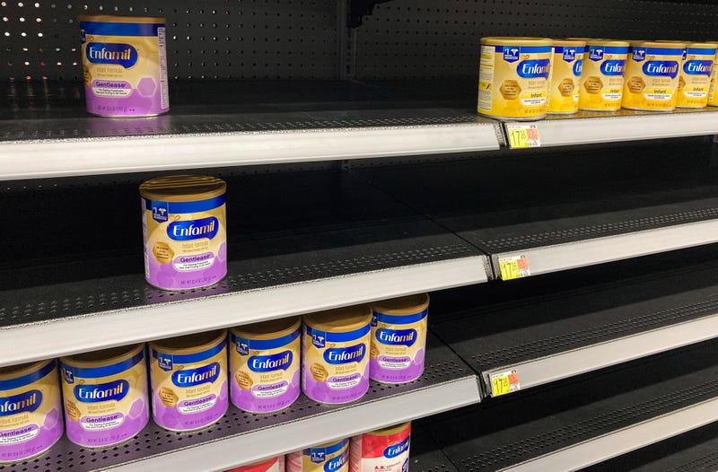 Near empty store shelf at a Walmart grocery store in Orlando, Florida