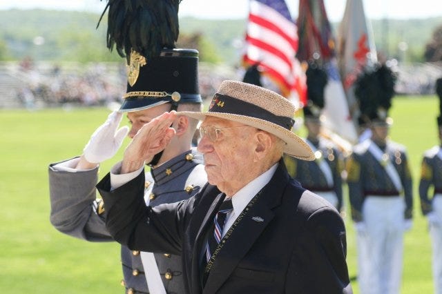 Alumni Wreath Laying Ceremony and Review at the U.S. Military Academy at West Point, May 21, 2019. The wreath was laid by retired Col. Doniphan Carter, USMA Class of 1944.