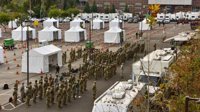 Army-staffed vaccination site opens in California, more to follow
