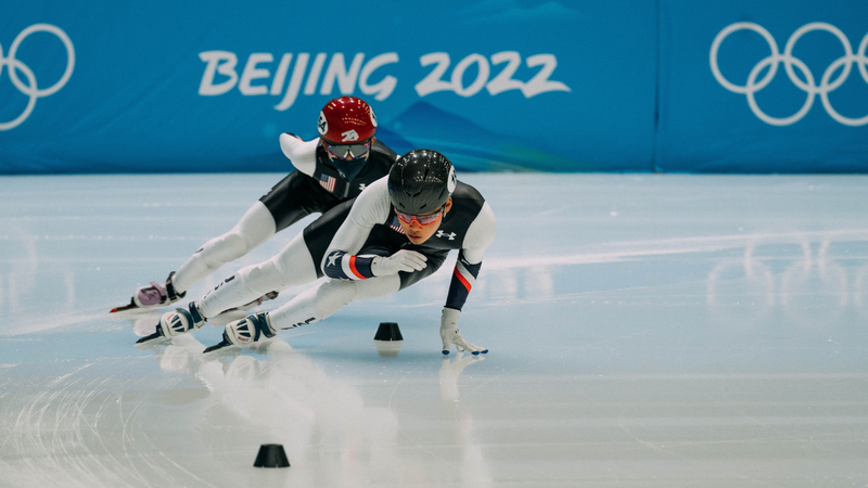 Andrew Heo on the U.S. Speedskating team