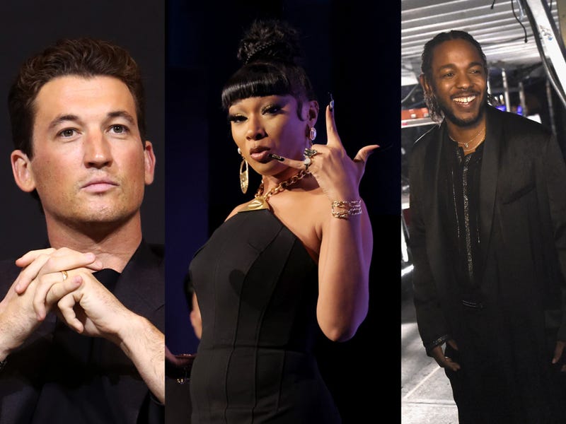 (Left to right) Miles Teller, Megan Thee Stallion and Kendrick Lamar.