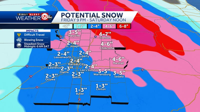 Snow will be falling in the Kansas City Metro late Friday into Saturday