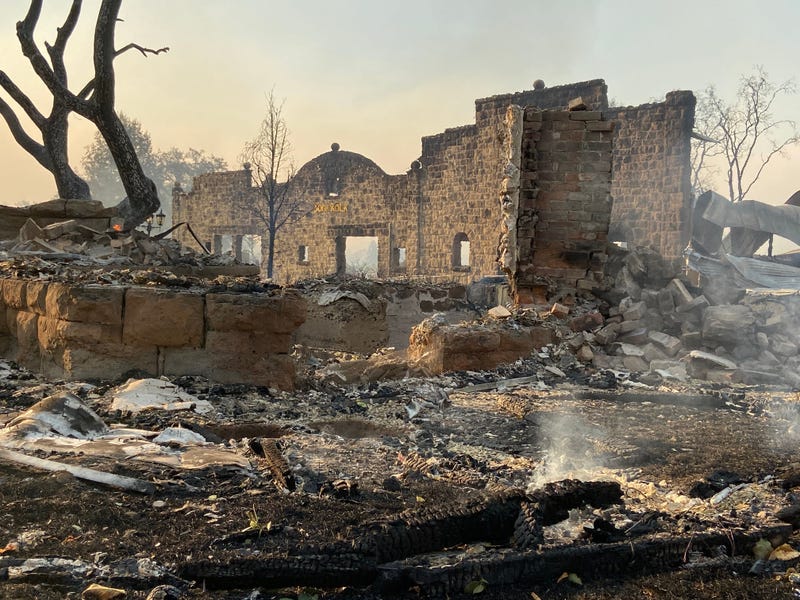 The remnants of Soda Rock Winery in Healdsburg, which was destroyed by the Kincade Fire, are seen on Oct. 27, 2019.