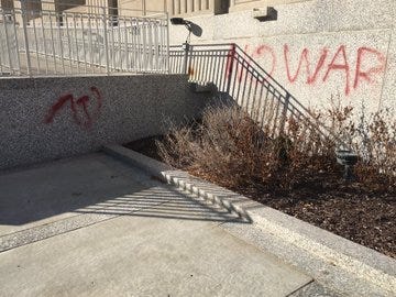 Soldiers Memorial vandalized.