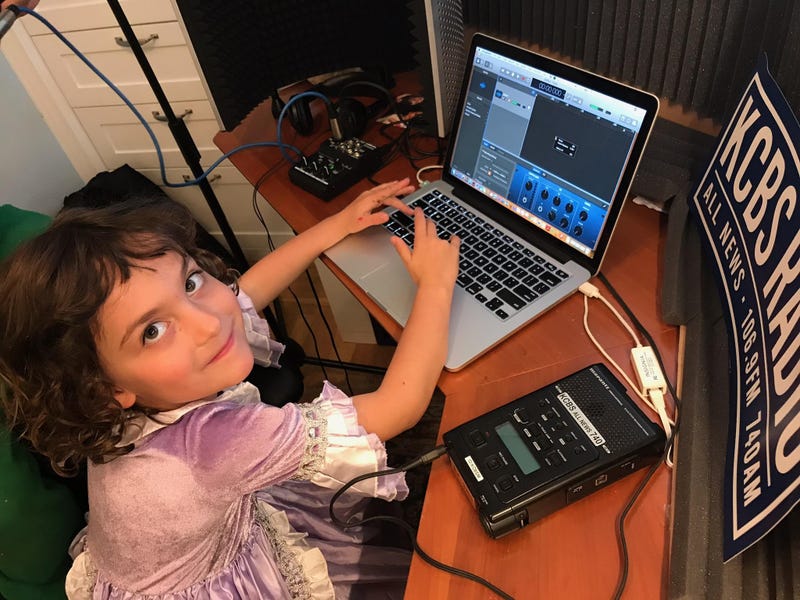 Maya Sovern-Newmann hard at work in Doug's home studio.
